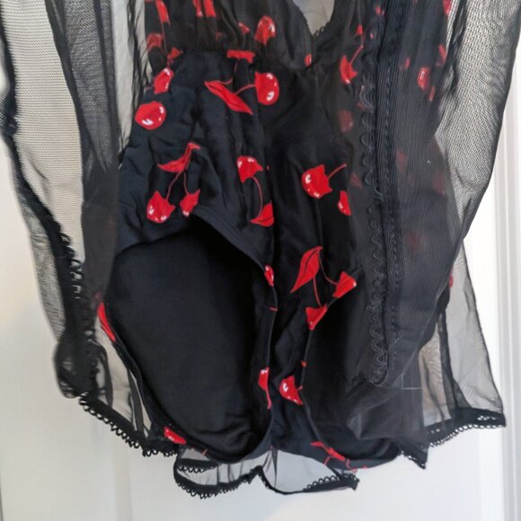 Emily The Strange x Unique Vintage Cherry Cats Skirted Wendy Swimsuit - Picture 5 of 10